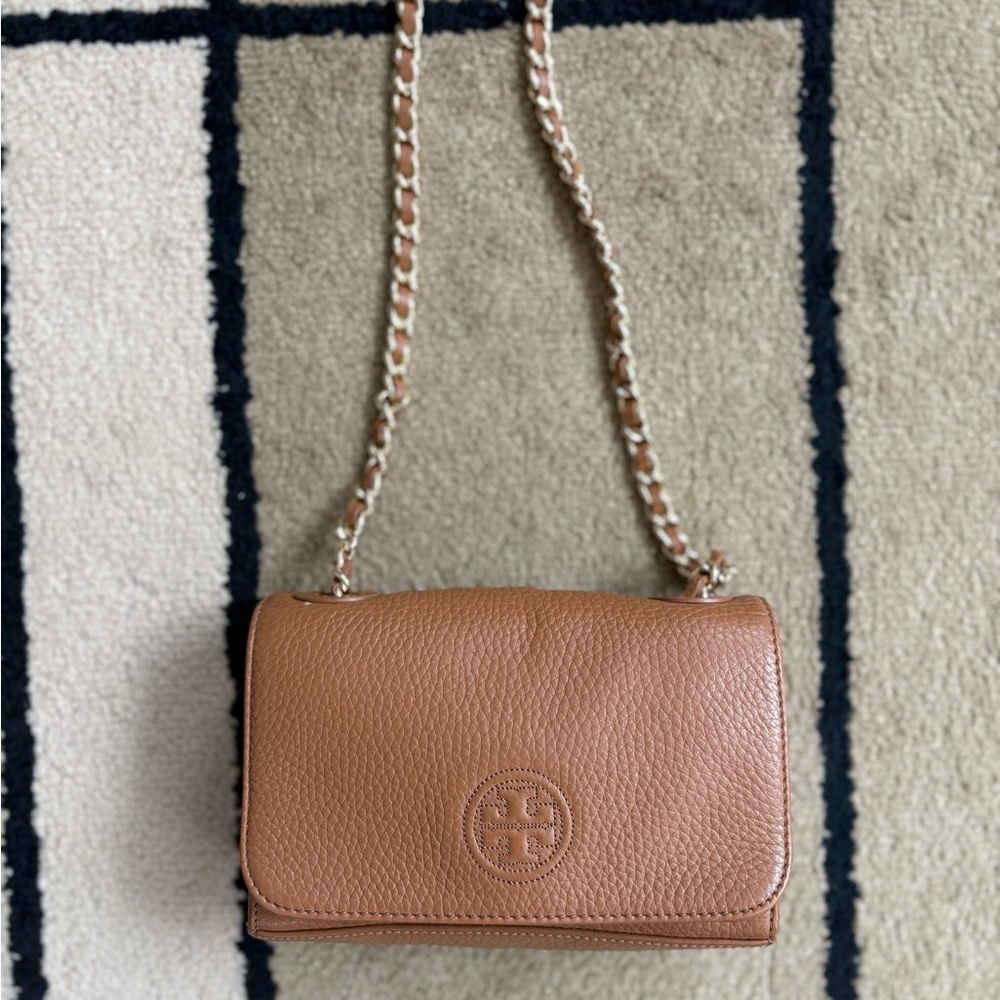 Tory Burch Tan Crossbody Bag with Gold Chain
